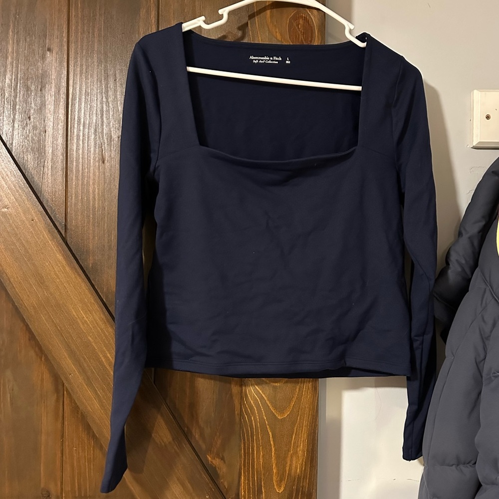 Abercrombie and fitch soft collection navy square neck long sleeve
